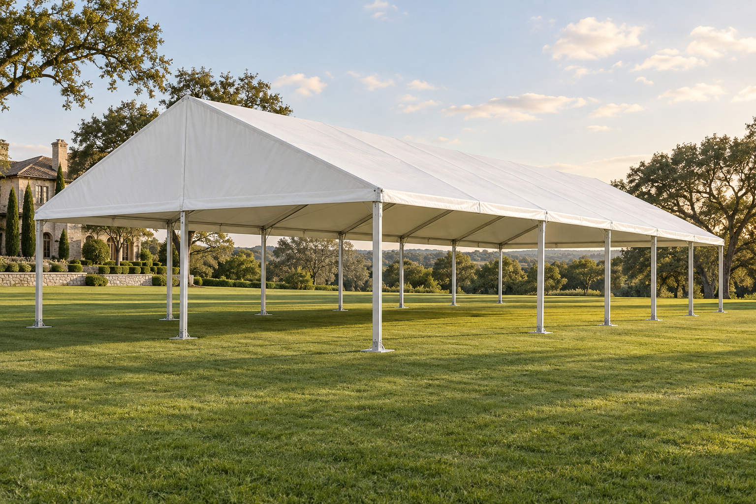 Original AI illustration of 40 × 60 Frame Tent; actual supplier equipment may differ