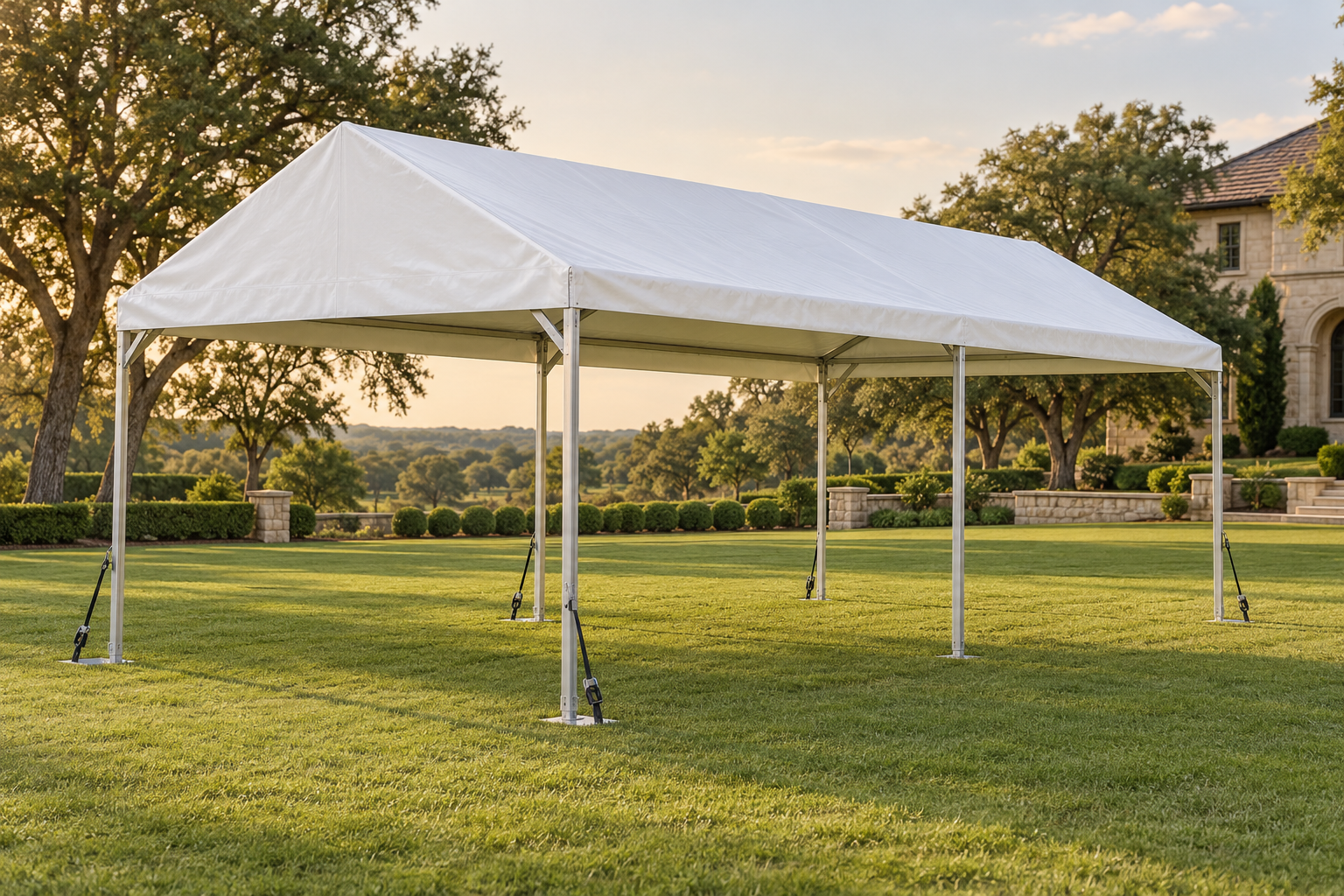 Original AI illustration of 10 × 20 Frame Tent; actual supplier equipment may differ